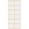 Sliding Door Gold 90x205 cm Clear ESG Glass and Aluminium