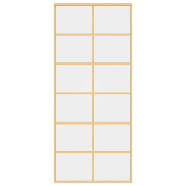 Sliding Door Gold 90x205 cm Clear ESG Glass and Aluminium