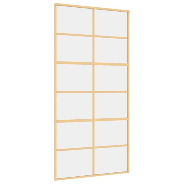 Sliding Door Gold 102.5x205 cm Clear ESG Glass and Aluminium