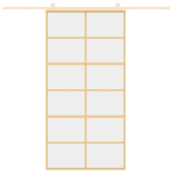 Sliding Door Gold 102.5x205 cm Clear ESG Glass and Aluminium