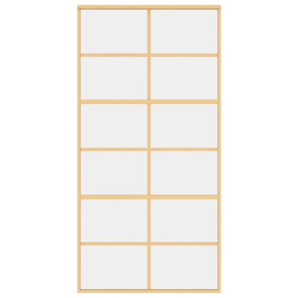 Sliding Door Gold 102.5x205 cm Clear ESG Glass and Aluminium