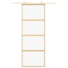 Sliding Door Gold 76x205 cm Clear ESG Glass and Aluminium