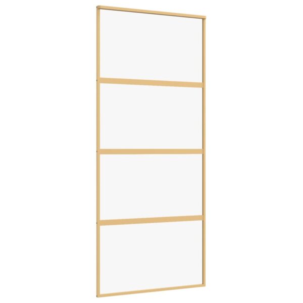 Sliding Door Gold 90x205 cm Clear ESG Glass and Aluminium