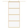 Sliding Door Gold 90x205 cm Clear ESG Glass and Aluminium