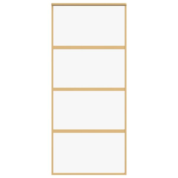 Sliding Door Gold 90x205 cm Clear ESG Glass and Aluminium