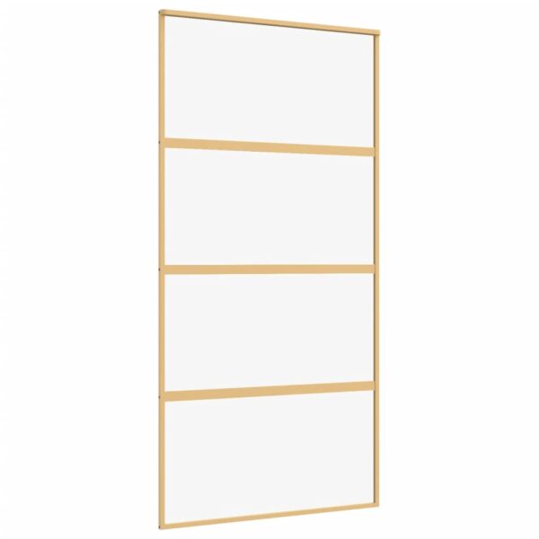 Sliding Door Gold 102.5x205 cm Clear ESG Glass and Aluminium