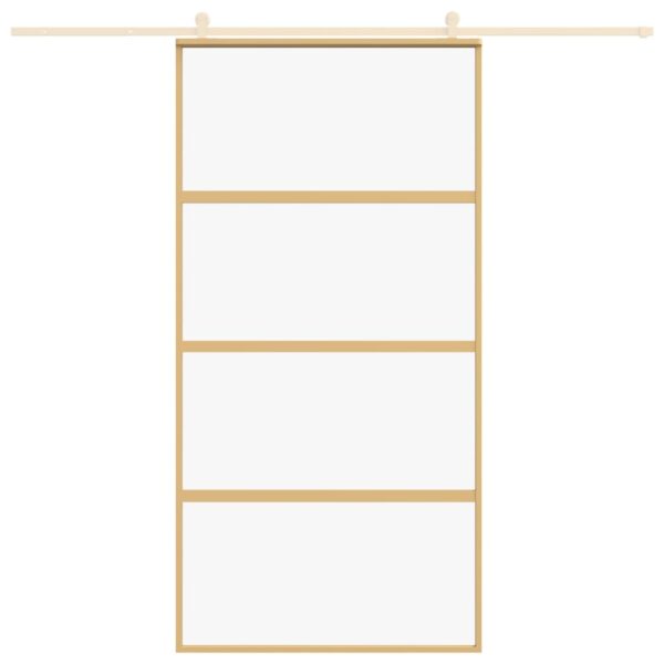 Sliding Door Gold 102.5x205 cm Clear ESG Glass and Aluminium
