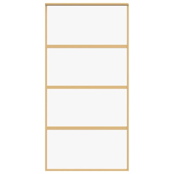 Sliding Door Gold 102.5x205 cm Clear ESG Glass and Aluminium