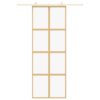 Sliding Door Gold 76x205 cm Clear ESG Glass and Aluminium