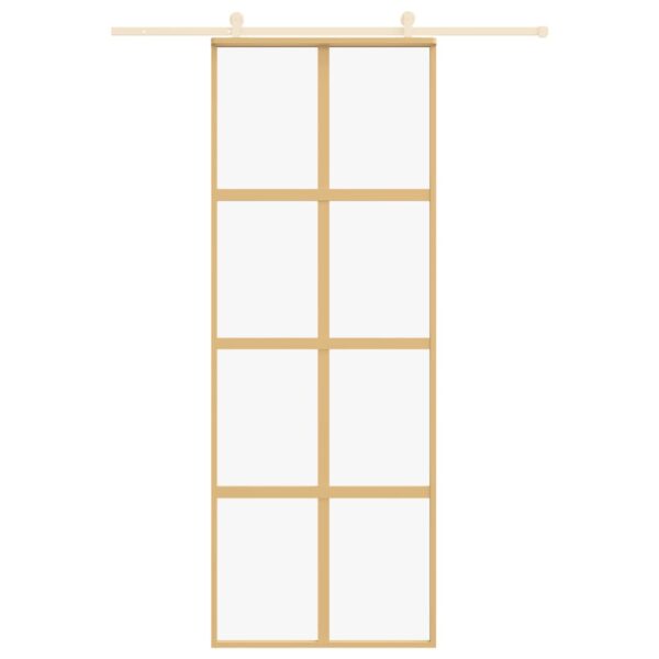 Sliding Door Gold 76x205 cm Clear ESG Glass and Aluminium