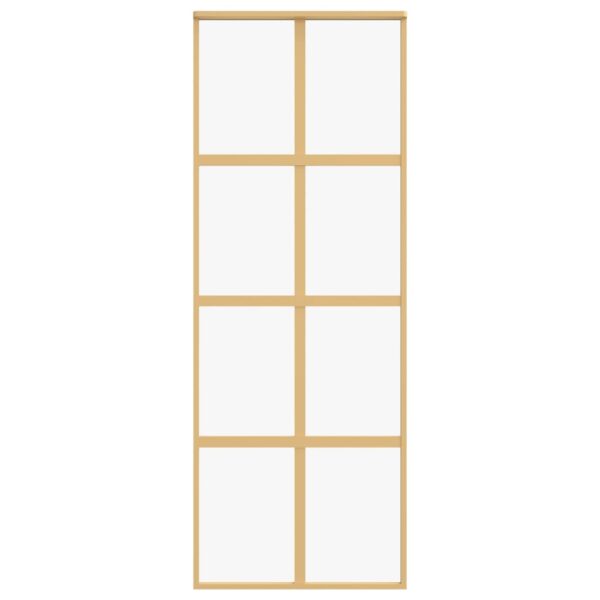 Sliding Door Gold 76x205 cm Clear ESG Glass and Aluminium