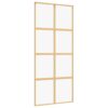 Sliding Door Gold 90x205 cm Clear ESG Glass and Aluminium