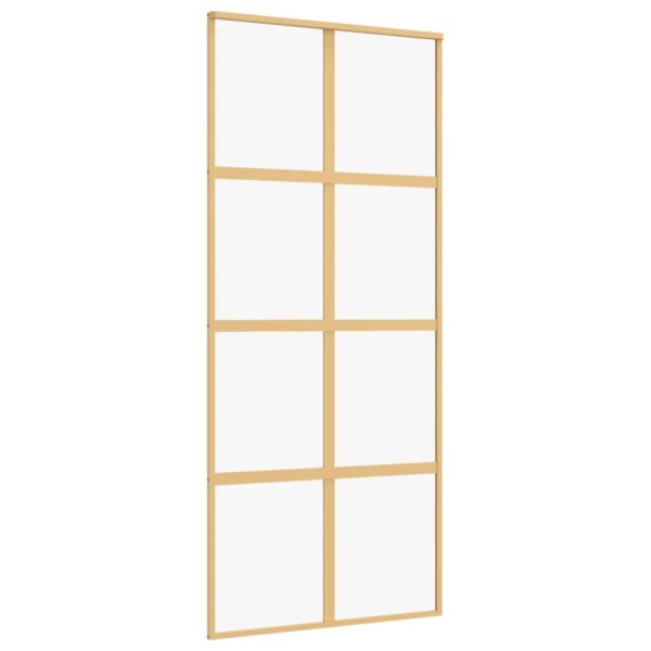 Sliding Door Gold 90x205 cm Clear ESG Glass and Aluminium
