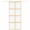 Sliding Door Gold 90x205 cm Clear ESG Glass and Aluminium