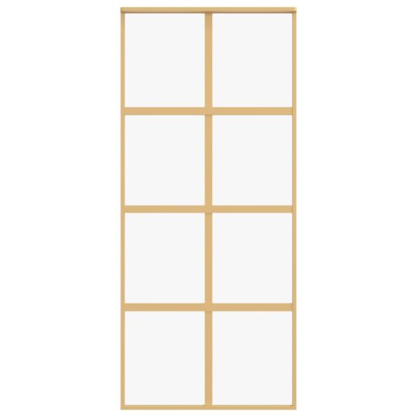 Sliding Door Gold 90x205 cm Clear ESG Glass and Aluminium