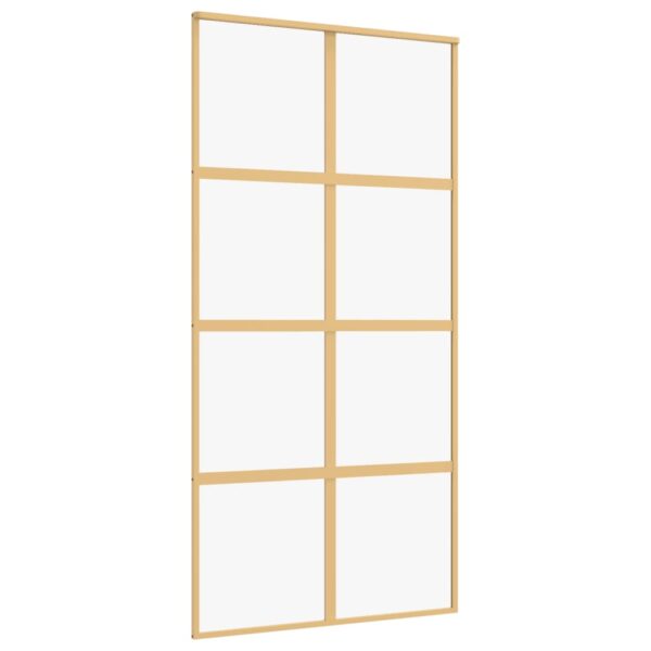 Sliding Door Gold 102.5x205 cm Clear ESG Glass and Aluminium