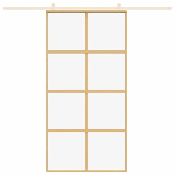 Sliding Door Gold 102.5x205 cm Clear ESG Glass and Aluminium