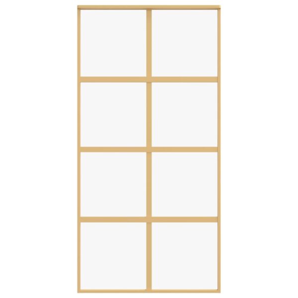 Sliding Door Gold 102.5x205 cm Clear ESG Glass and Aluminium