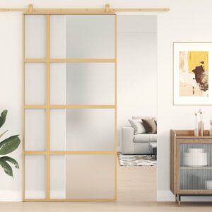 Sliding Door Gold 102.5x205 cm Frosted ESG Glass and Aluminium
