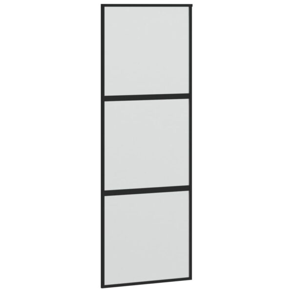 Sliding Door Black 76x205 cm Tempered Glass and Aluminium