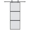 Sliding Door Black 76x205 cm Tempered Glass and Aluminium