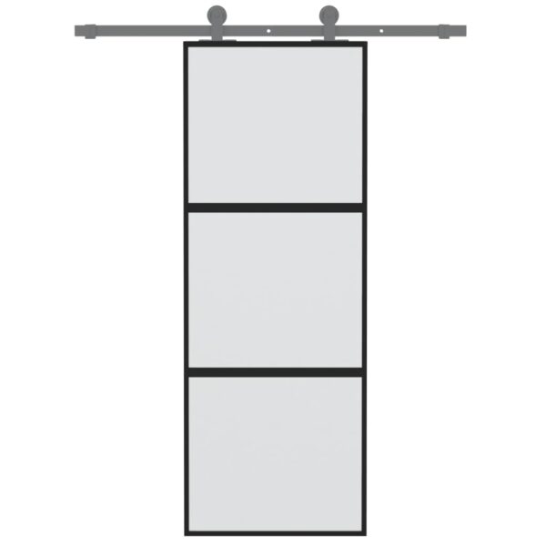 Sliding Door Black 76x205 cm Tempered Glass and Aluminium