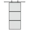 Sliding Door Black 90x205 cm Tempered Glass and Aluminium