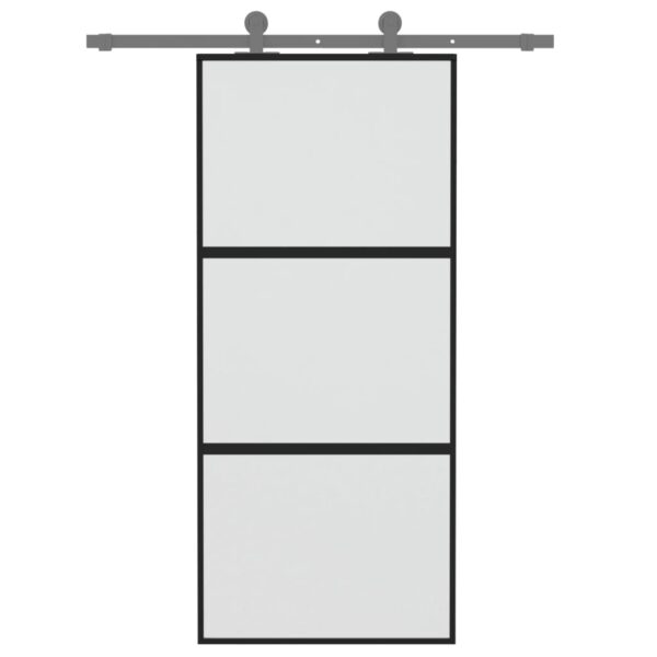 Sliding Door Black 90x205 cm Tempered Glass and Aluminium