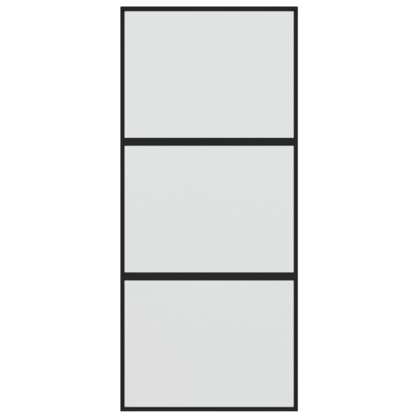 Sliding Door Black 90x205 cm Tempered Glass and Aluminium