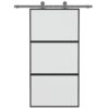 Sliding Door Black 102.5x205 cm Tempered Glass and Aluminium