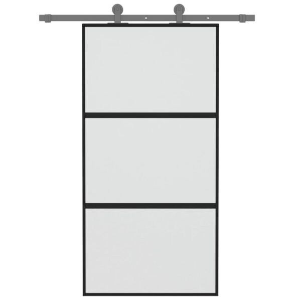 Sliding Door Black 102.5x205 cm Tempered Glass and Aluminium