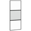 Sliding Door Black 90x205 cm Tempered Glass and Aluminium