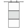 Sliding Door Black 90x205 cm Tempered Glass and Aluminium