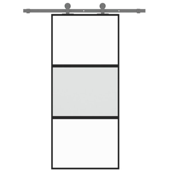 Sliding Door Black 90x205 cm Tempered Glass and Aluminium