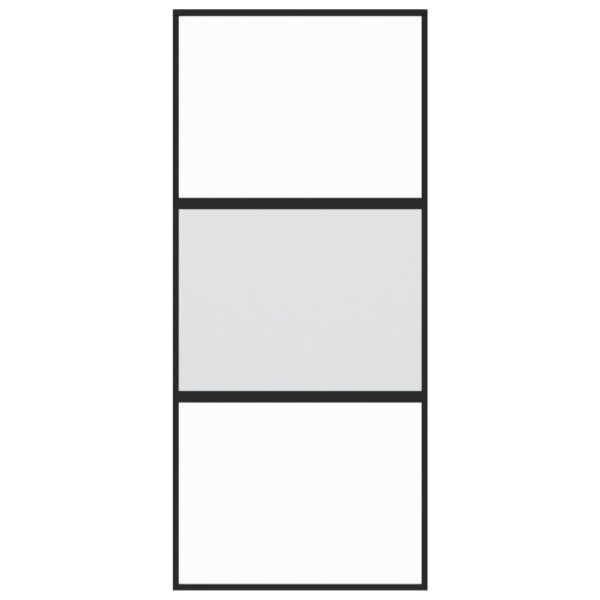 Sliding Door Black 90x205 cm Tempered Glass and Aluminium