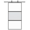 Sliding Door Black 102.5x205 cm Tempered Glass and Aluminium