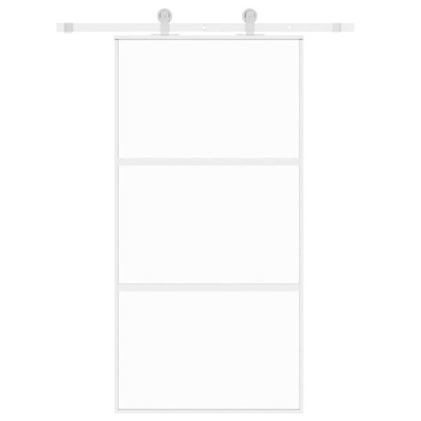 Sliding Door White 102.5x205 cm Tempered Glass and Aluminium