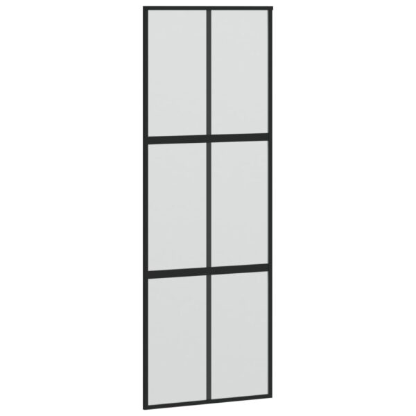 Sliding Door Black 76x205 cm Tempered Glass and Aluminium