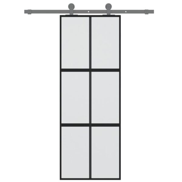 Sliding Door Black 76x205 cm Tempered Glass and Aluminium