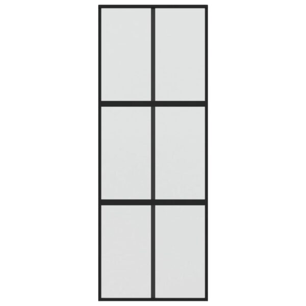 Sliding Door Black 76x205 cm Tempered Glass and Aluminium