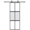 Sliding Door Black 76x205 cm Tempered Glass and Aluminium