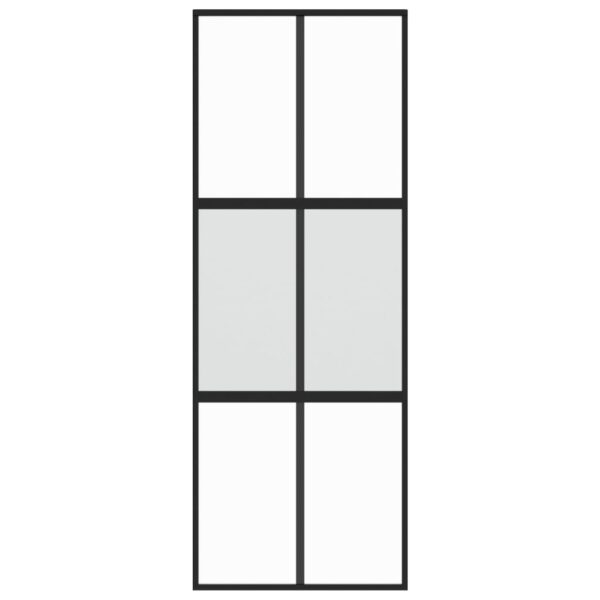 Sliding Door Black 76x205 cm Tempered Glass and Aluminium