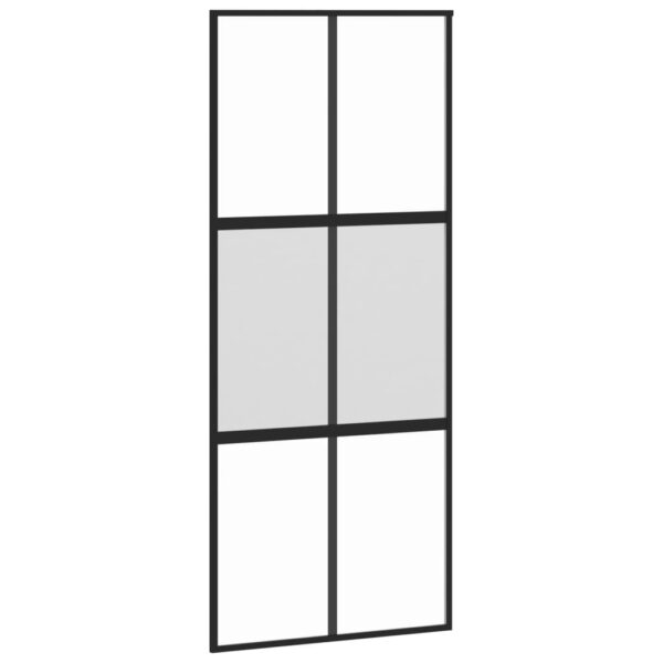 Sliding Door Black 90x205 cm Tempered Glass and Aluminium
