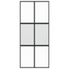 Sliding Door Black 90x205 cm Tempered Glass and Aluminium