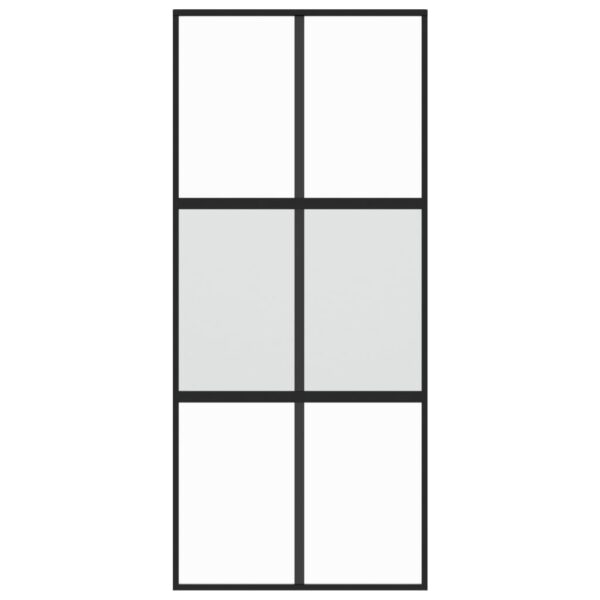 Sliding Door Black 90x205 cm Tempered Glass and Aluminium