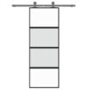 Sliding Door Black 76x205 cm Tempered Glass and Aluminium