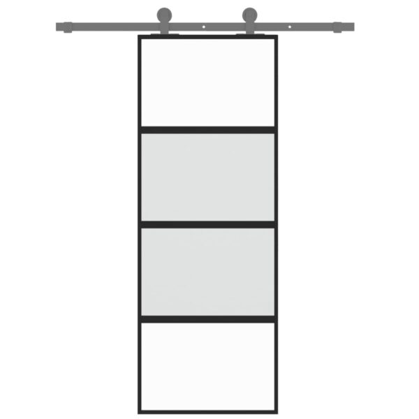 Sliding Door Black 76x205 cm Tempered Glass and Aluminium