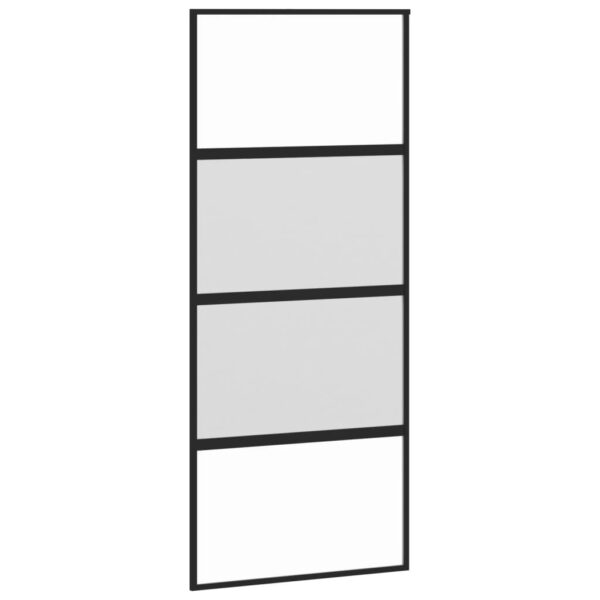 Sliding Door Black 90x205 cm Tempered Glass and Aluminium