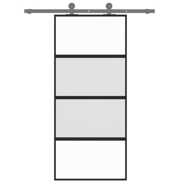 Sliding Door Black 90x205 cm Tempered Glass and Aluminium