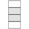 Sliding Door Black 90x205 cm Tempered Glass and Aluminium